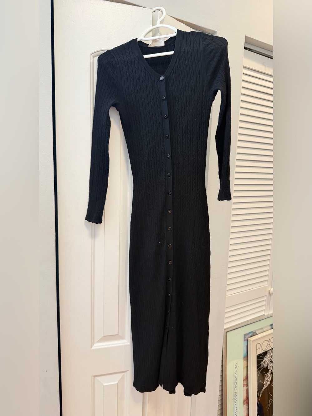 Sezane La Maille Black Knit Sweater Dress Button Down Size Small